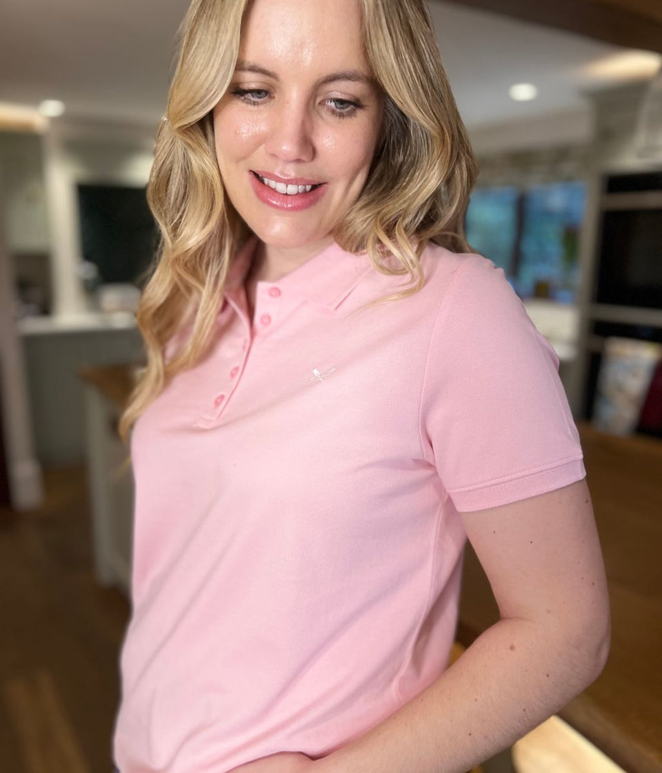 Pink Short Sleeve Logo Polo Shirt