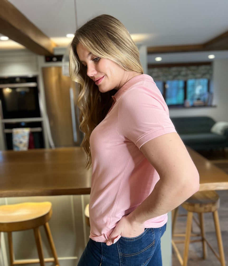 Pink Short Sleeve Logo Polo Shirt