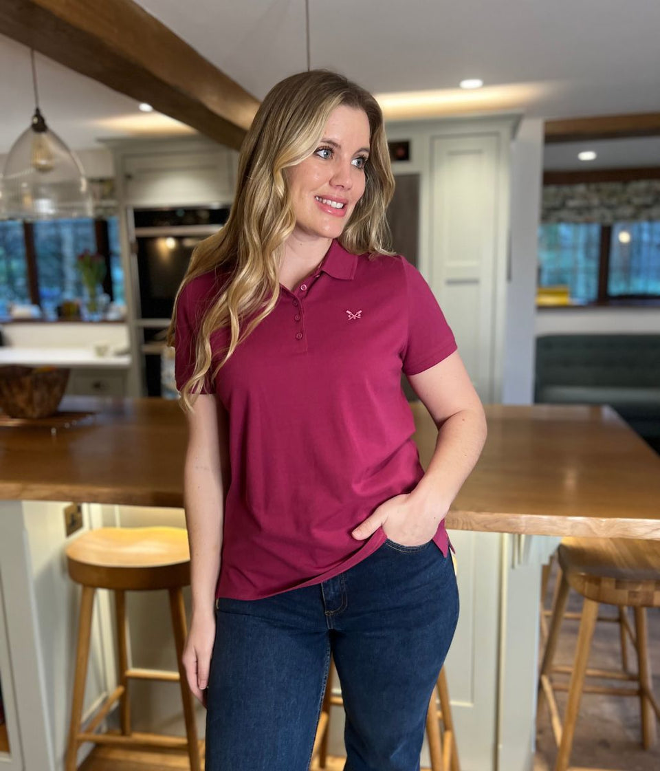 Raspberry Short Sleeve Logo Polo Shirt