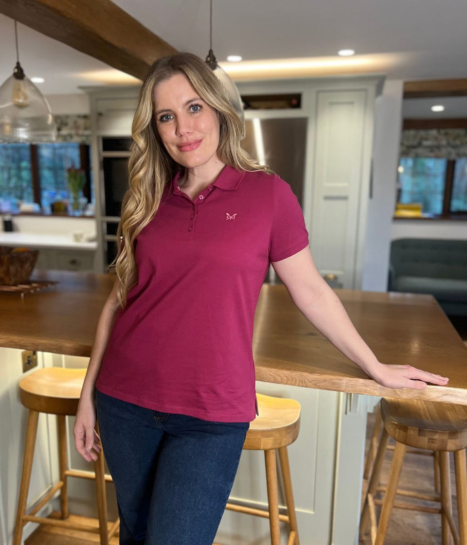 Raspberry Short Sleeve Logo Polo Shirt