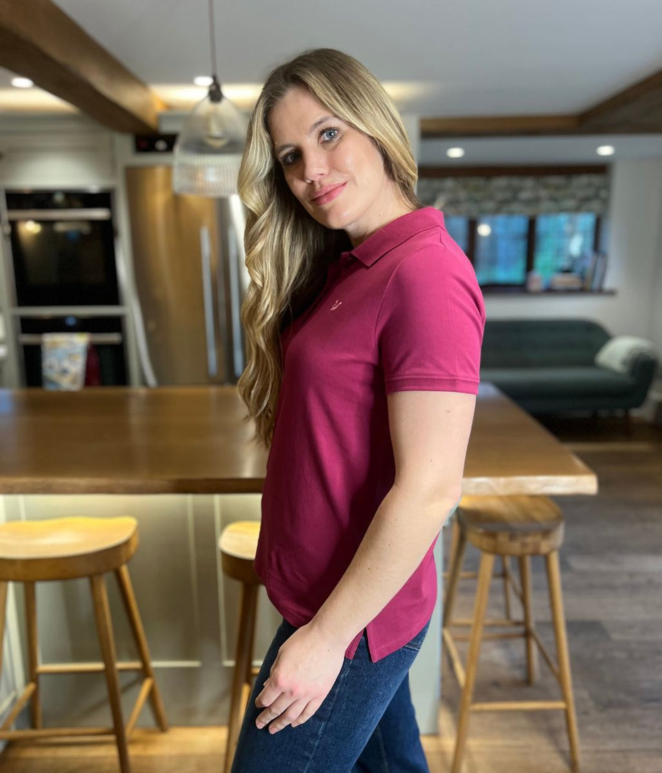 Raspberry Short Sleeve Logo Polo Shirt