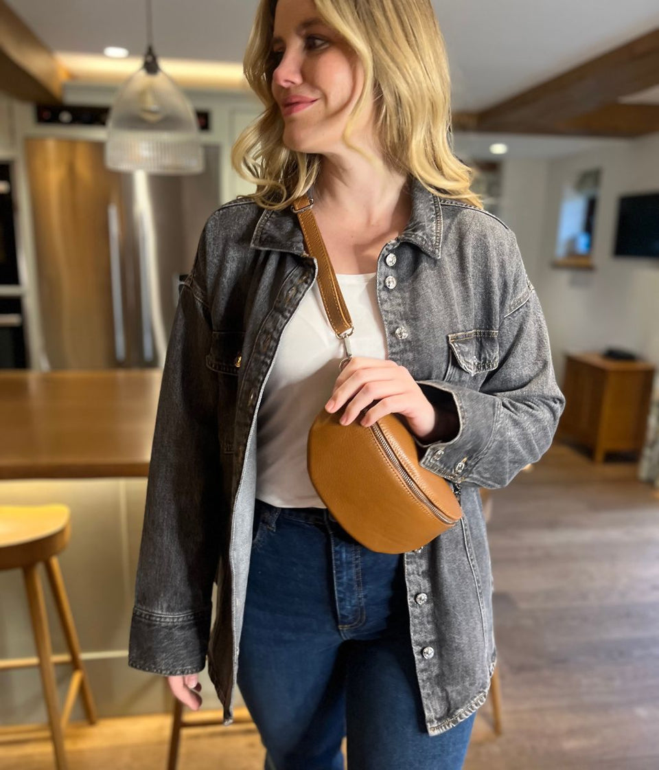 Washed Black Oversized Denim Shirt