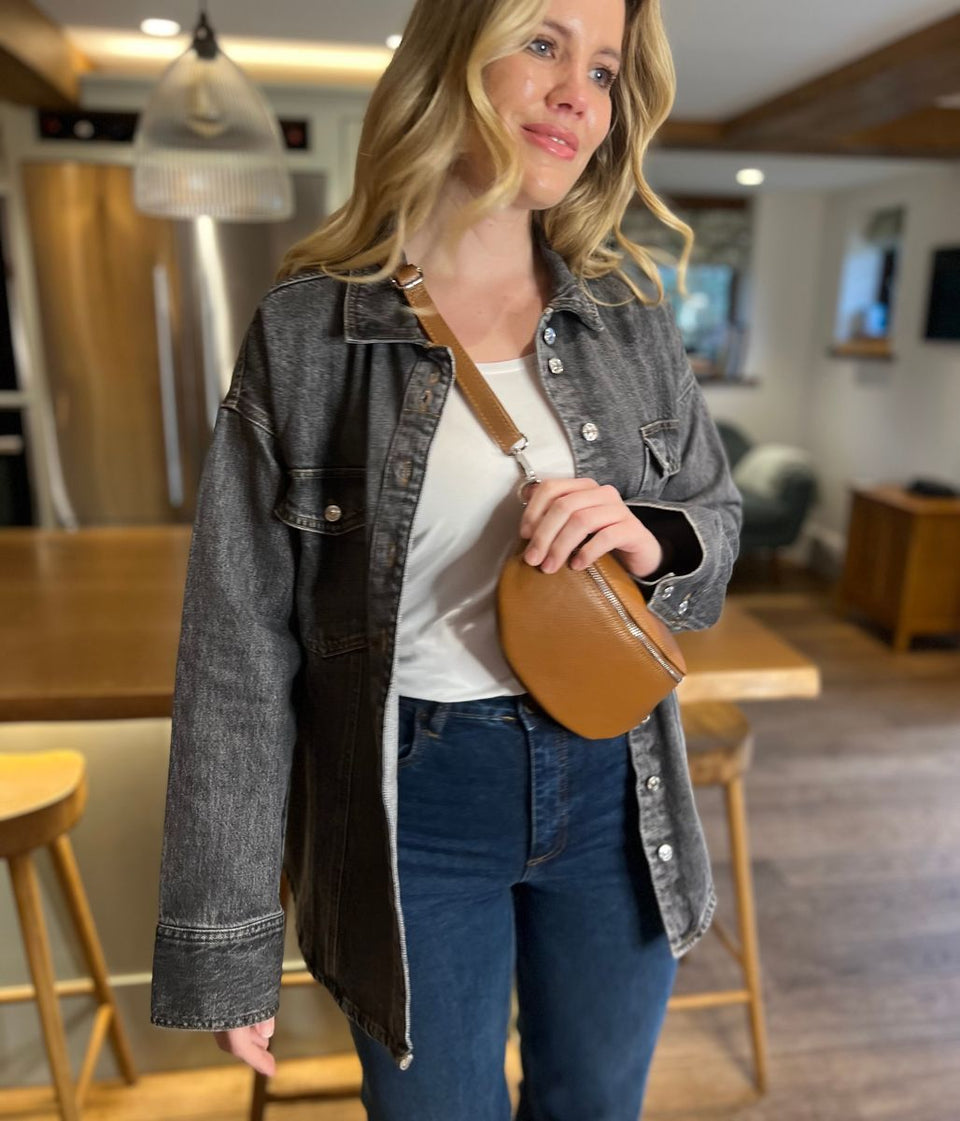 Washed Black Oversized Denim Shirt