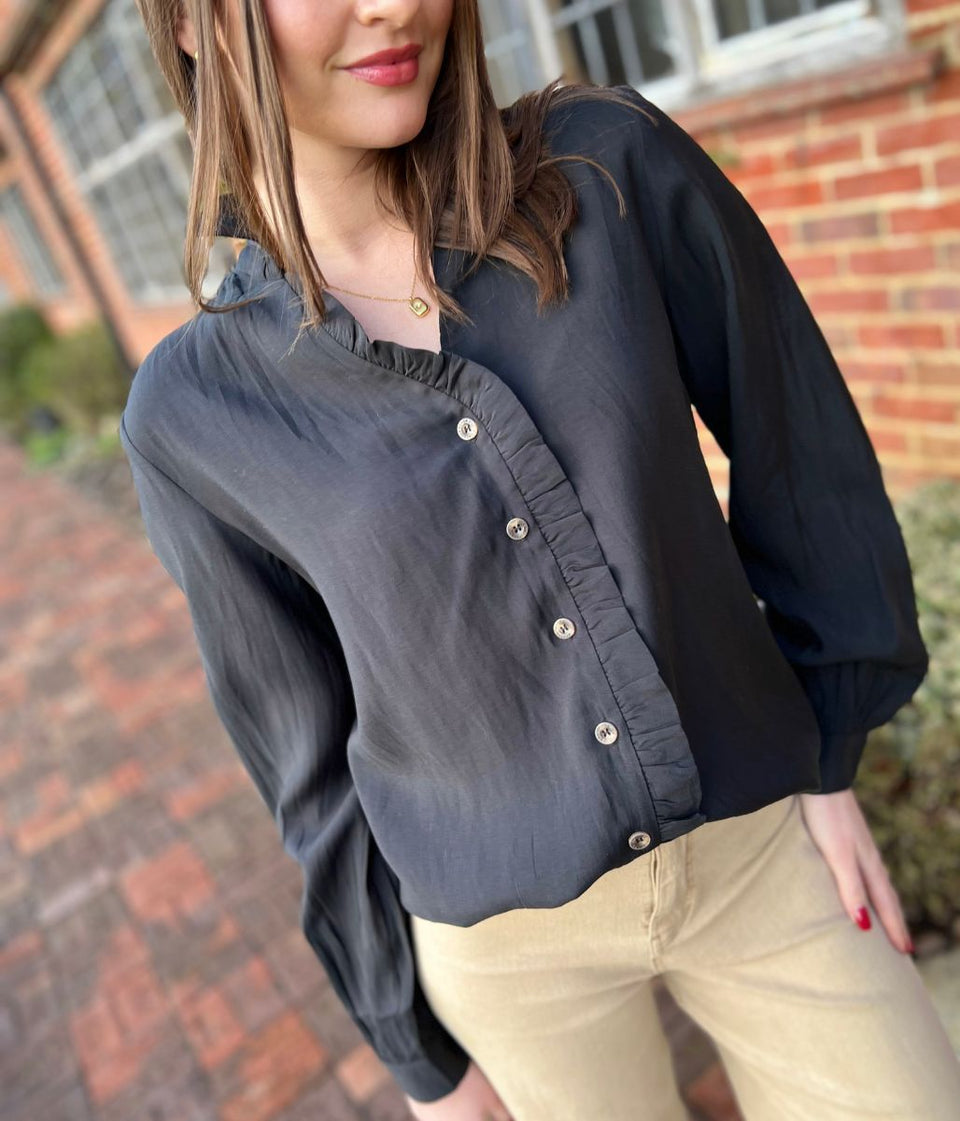 Black Ruffle Miley Shirt
