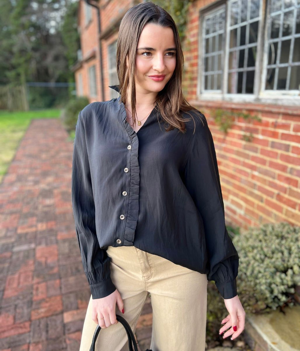 Black Ruffle Miley Shirt