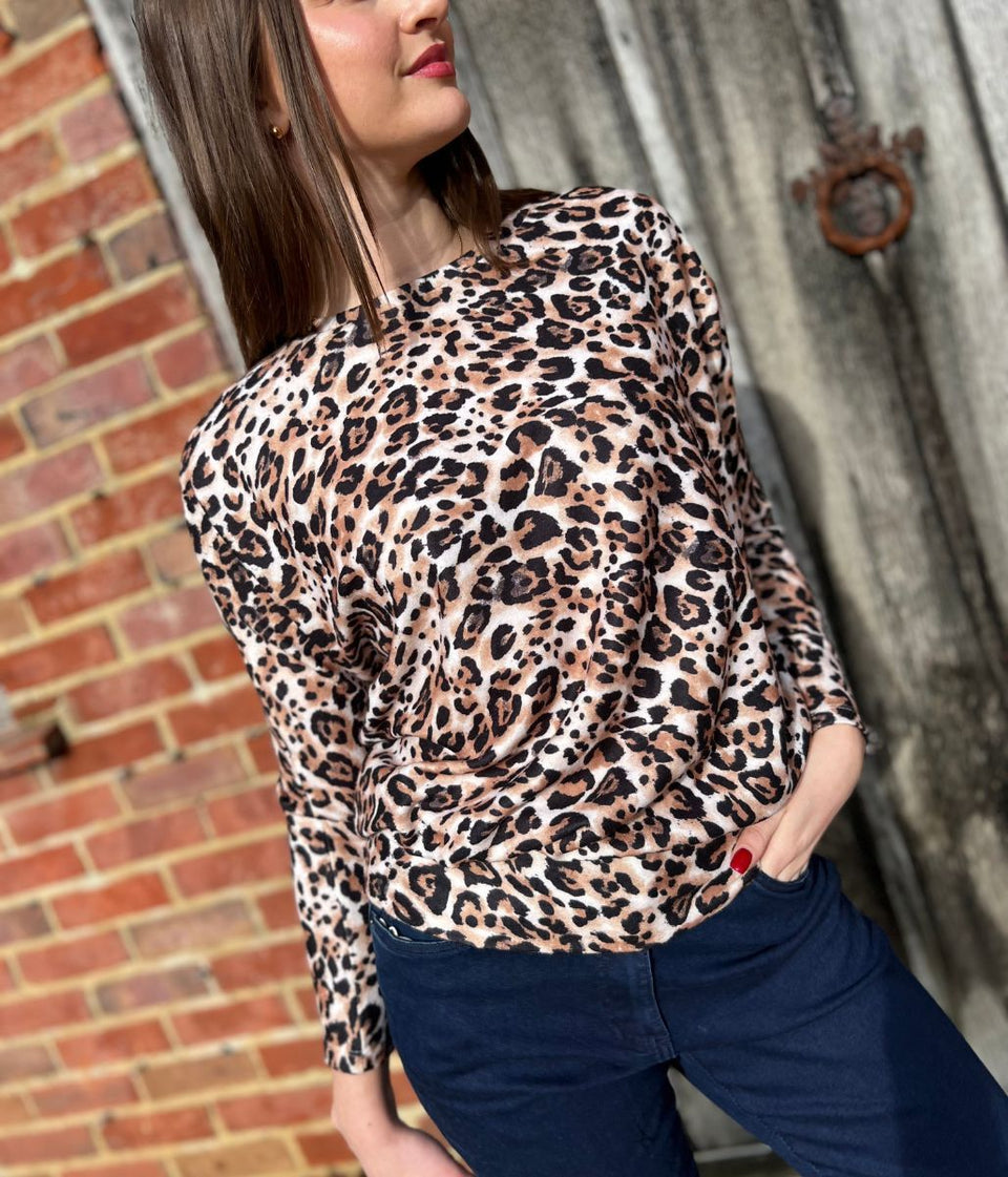 Leopard Print Batwing Top