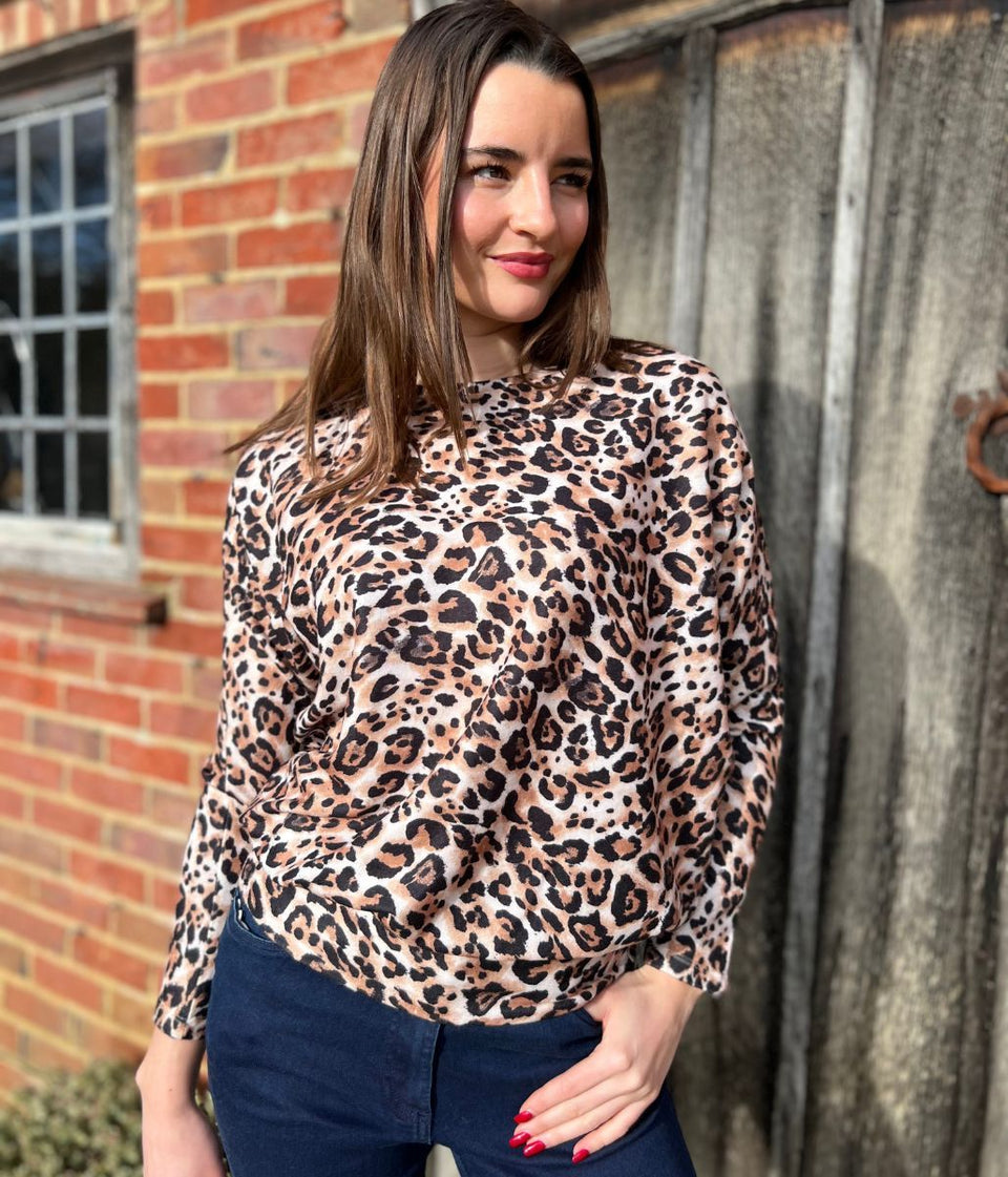 Leopard Print Batwing Top
