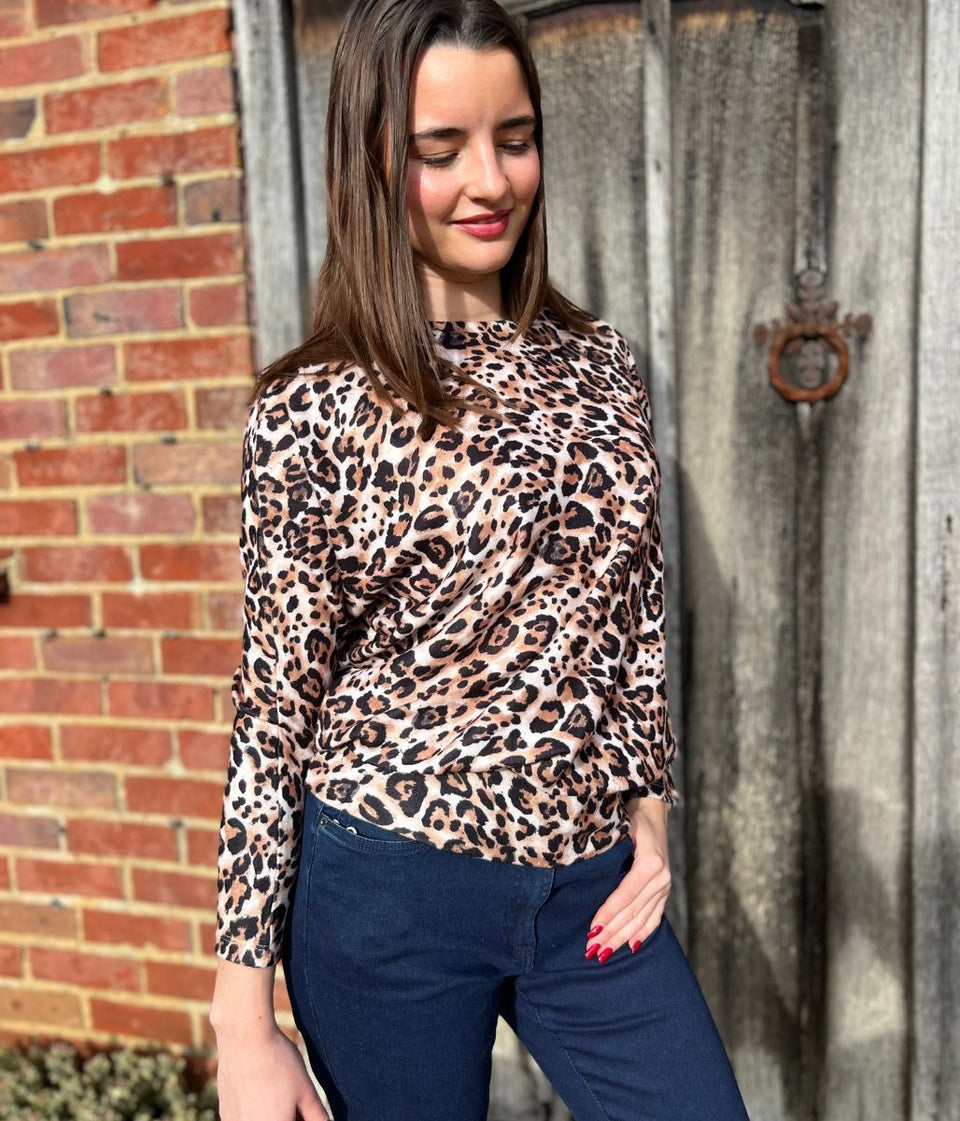 Leopard Print Batwing Top