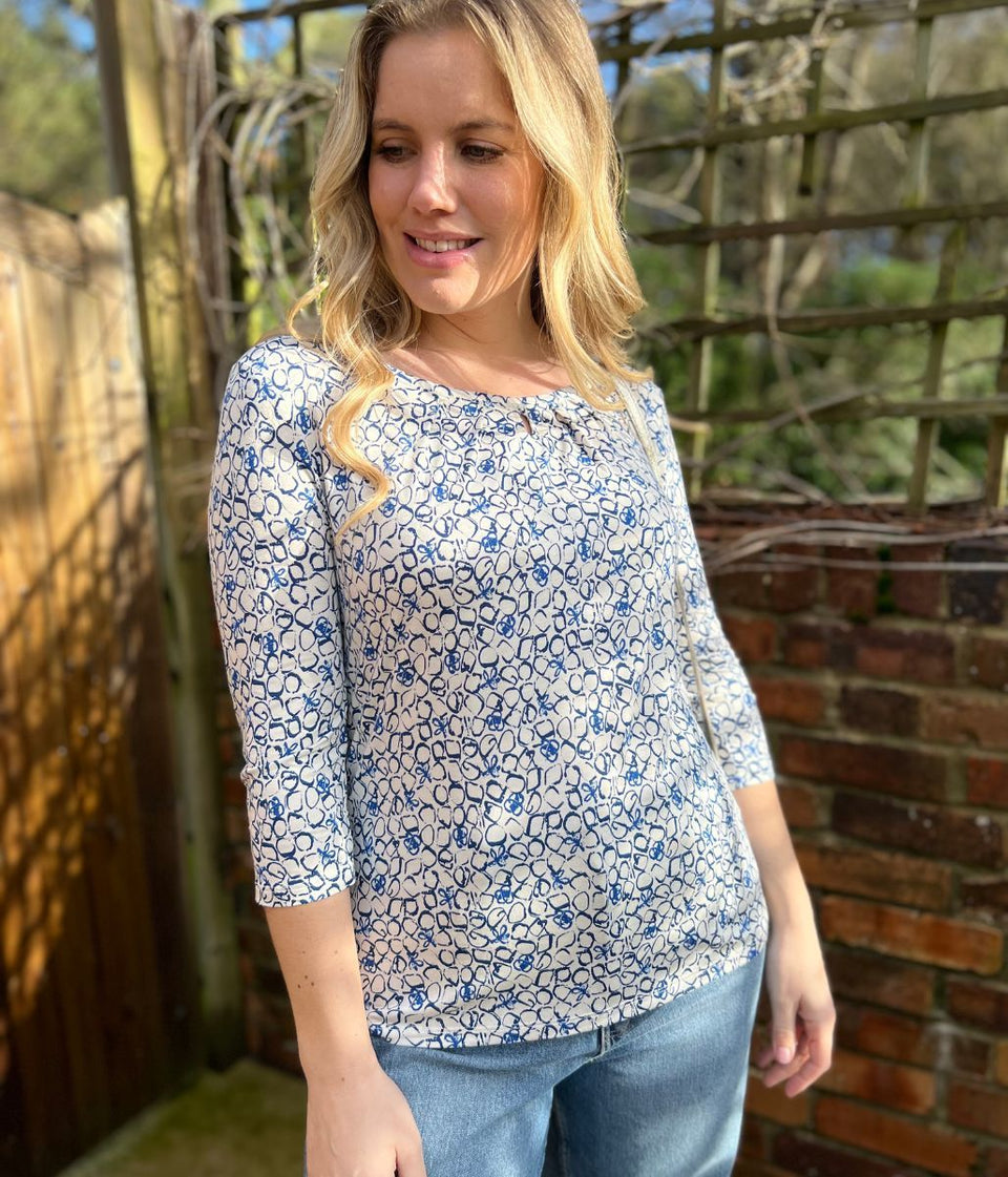 Ex Seasalt Appletree 3/4 Sleeve Top