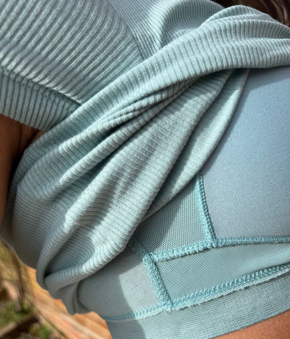 Light Teal Hidden Support Ribbed T Shirt