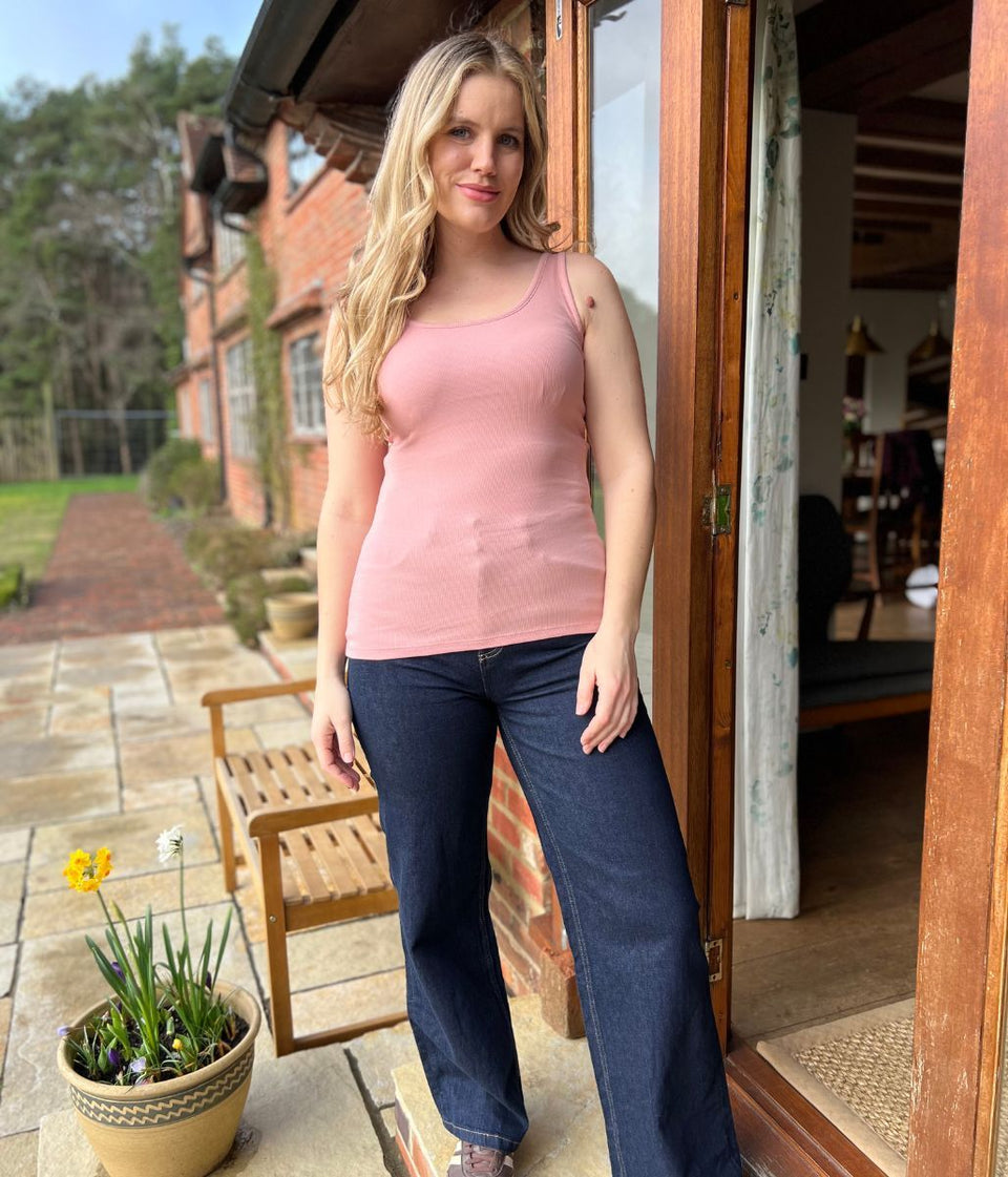 Dusty Pink Cotton Rich Secret Support Vest Top