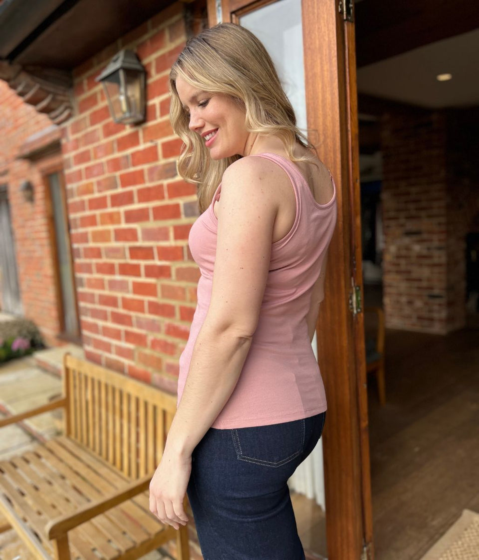 Dusty Pink Cotton Rich Secret Support Vest Top