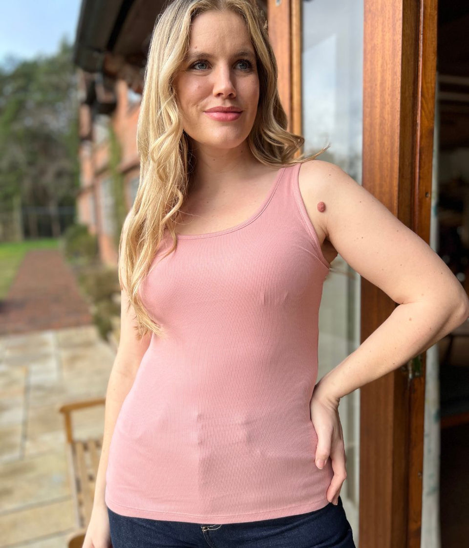 Dusty Pink Cotton Rich Secret Support Vest Top