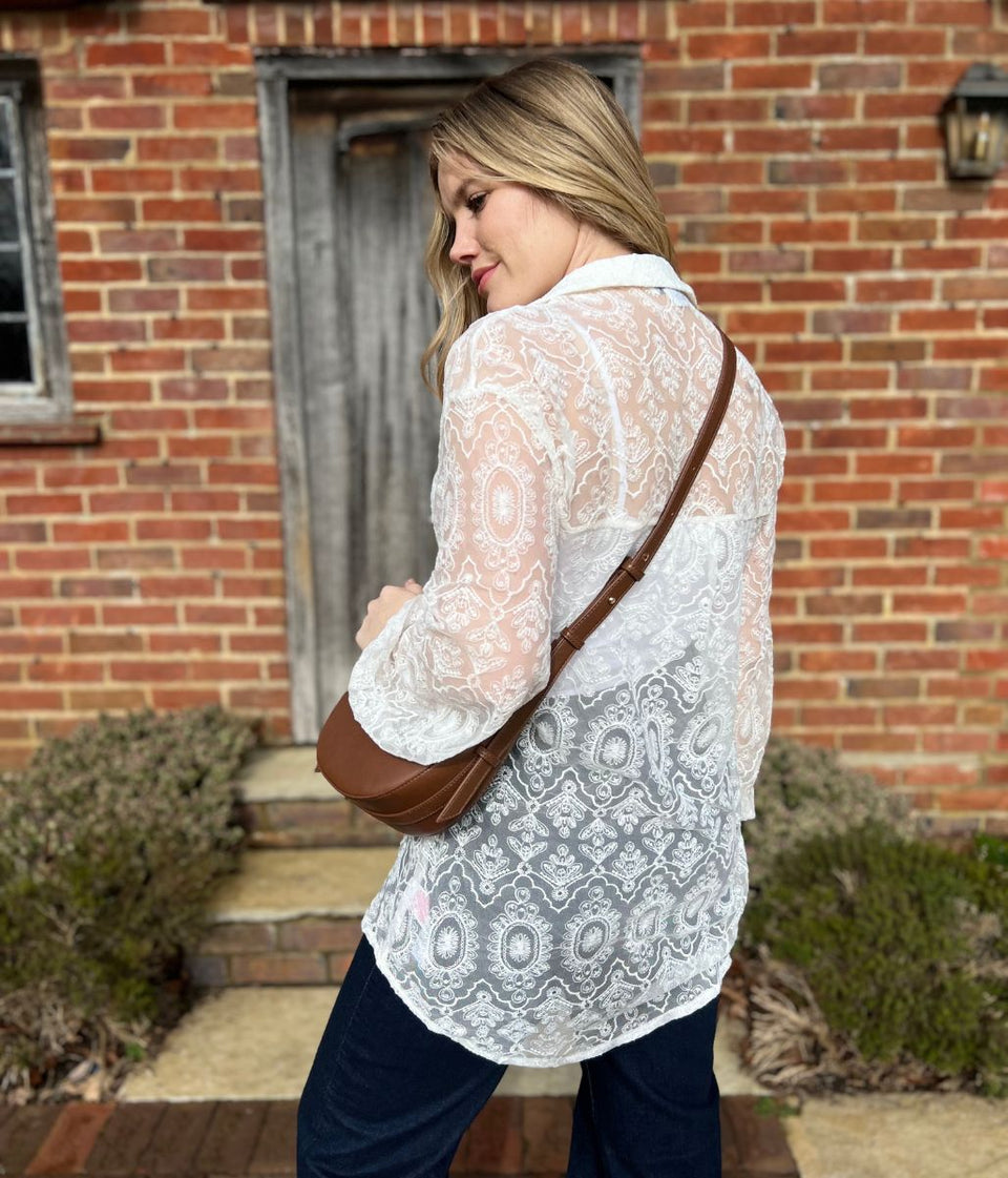 White Valentina Sheer Lace Shirt