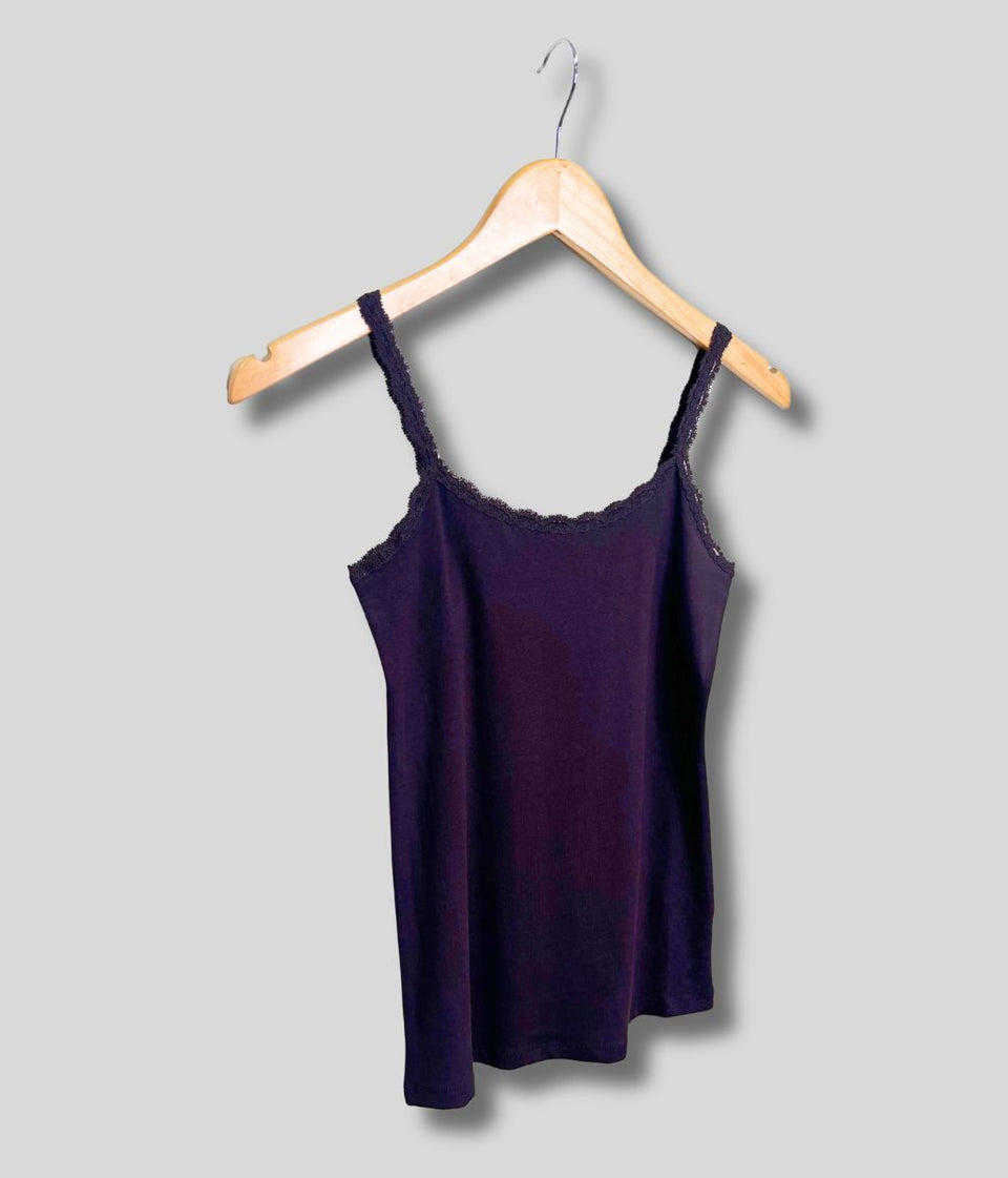 Aubergine Lace Trim Cami Top