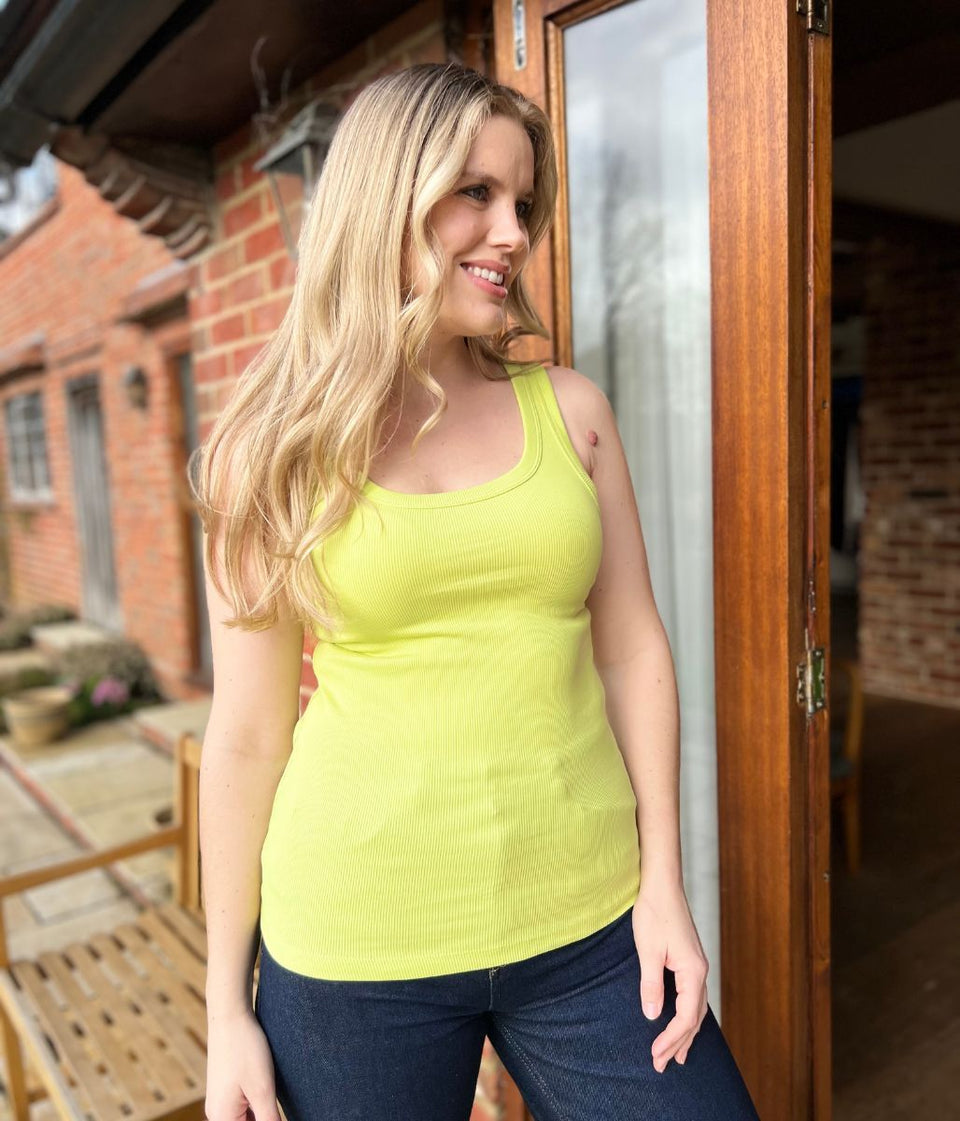 Lime Scoop Neck Ribbed Vest Top