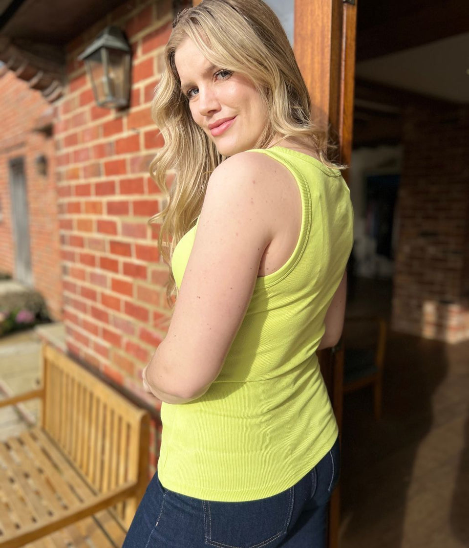 Lime Scoop Neck Ribbed Vest Top