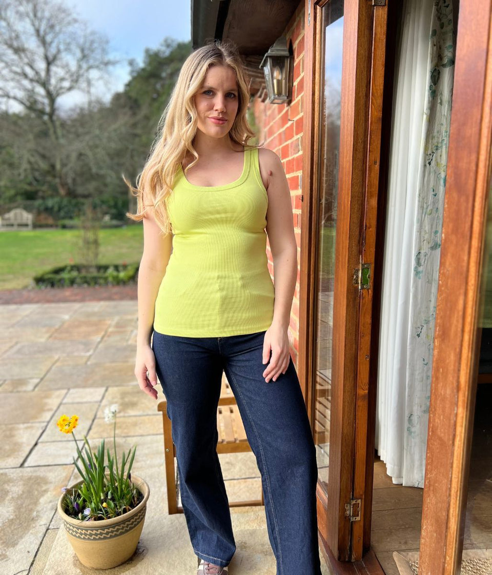 Lime Scoop Neck Ribbed Vest Top