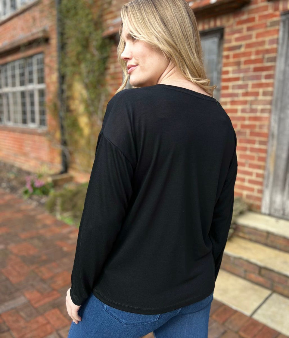 Black Long Sleeve Relaxed T Shirt