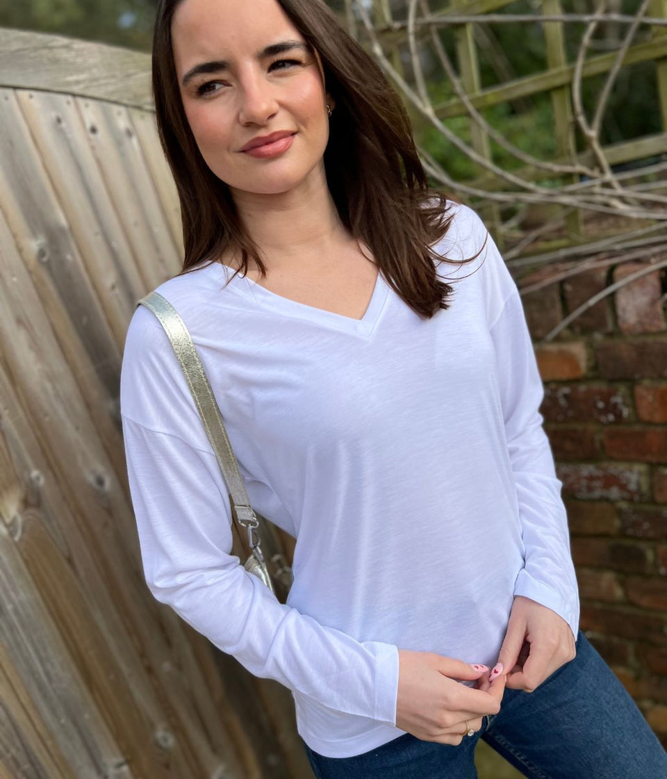 White Long Sleeve Relaxed T Shirt