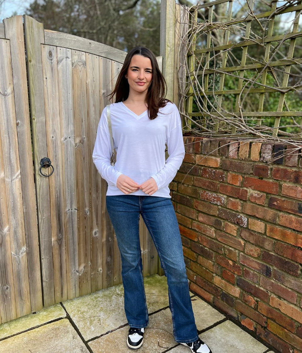 White Long Sleeve Relaxed T Shirt