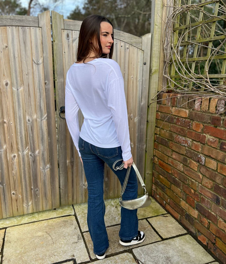 White Long Sleeve Relaxed T Shirt