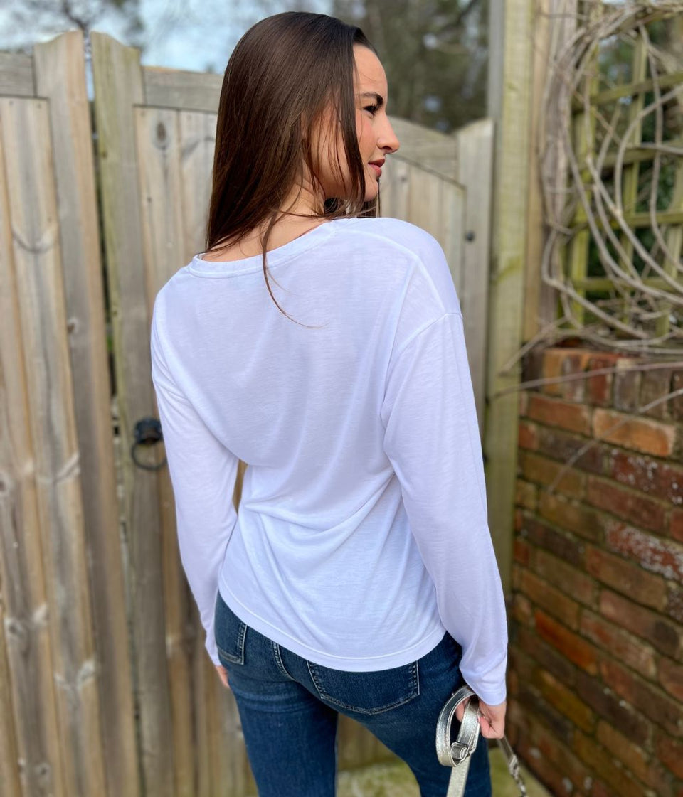 White Long Sleeve Relaxed T Shirt