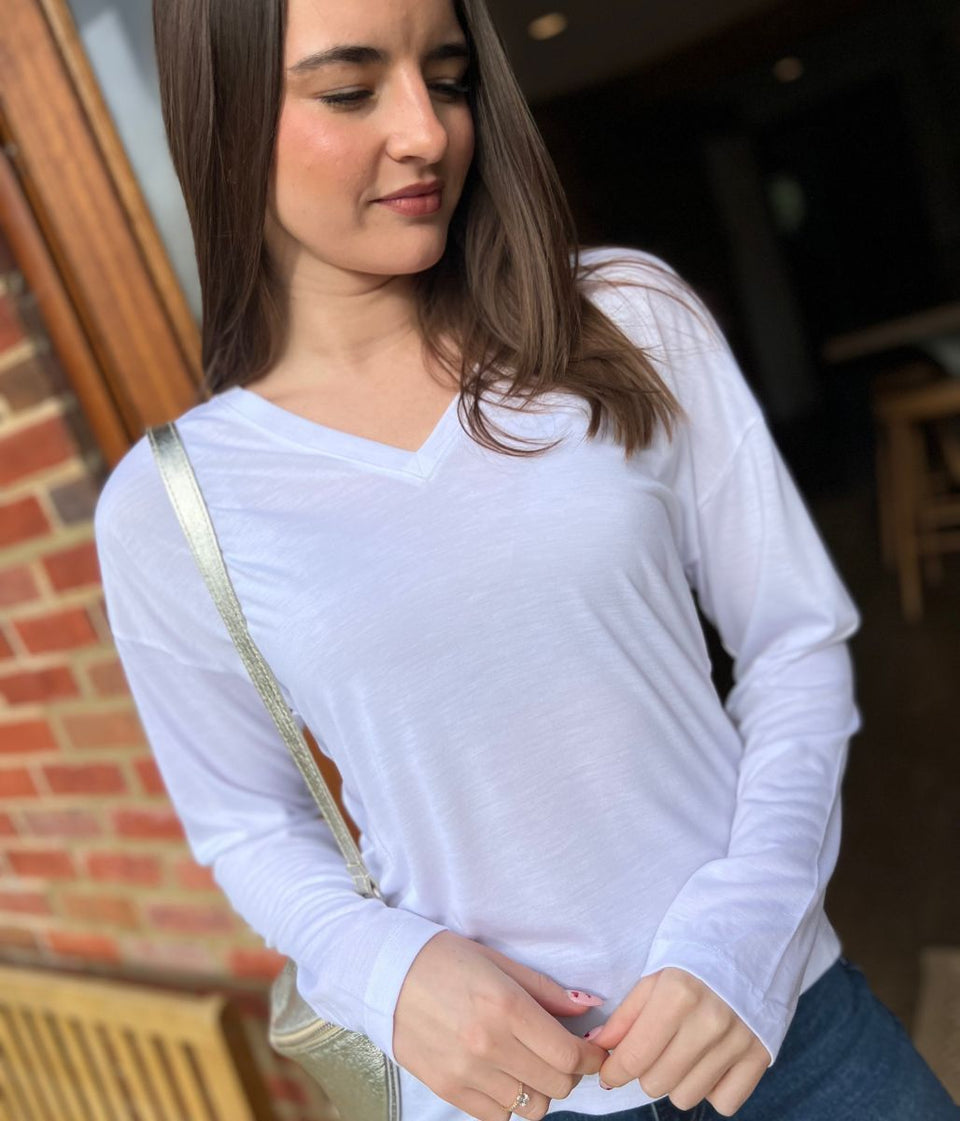 White Long Sleeve Relaxed T Shirt