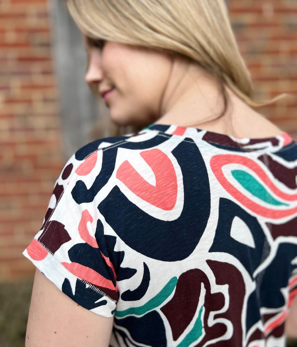 Jade Nelly Printed Notch Neck Tee