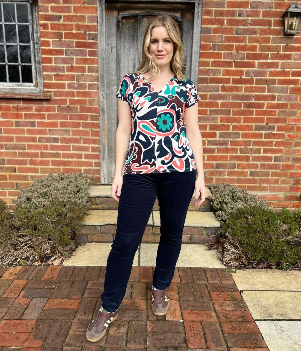 Jade Nelly Printed Notch Neck Tee