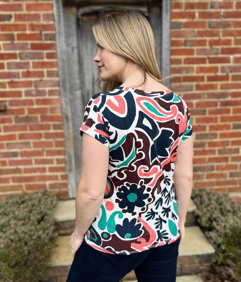 Jade Nelly Printed Notch Neck Tee