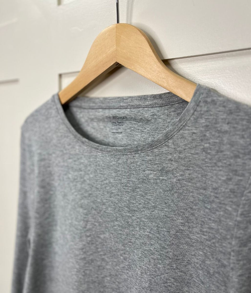 Grey Regular Long Sleeve Crew Neck Top