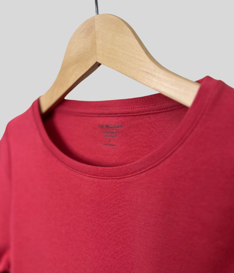 Raspberry Regular Long Sleeve Crew Neck Top