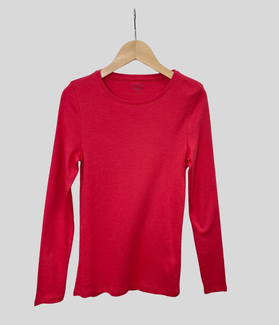 Raspberry Regular Long Sleeve Crew Neck Top