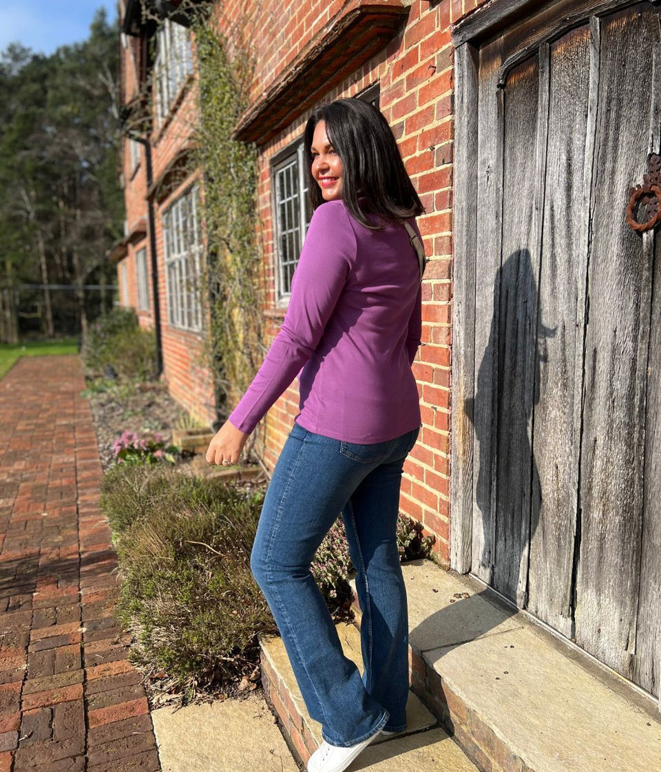 Mauve Regular Long Sleeve Crew Neck Top