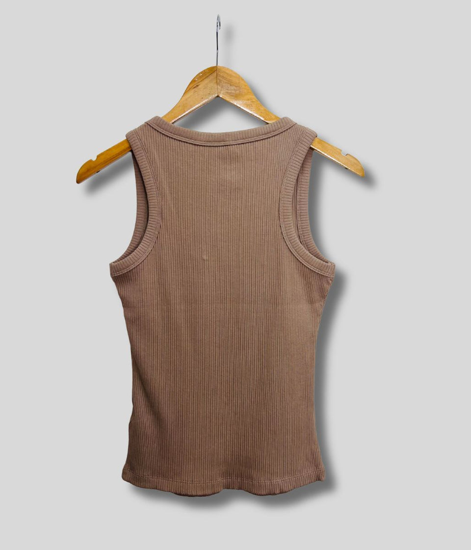 Oatmeal Ribbed Premium Vest Top
