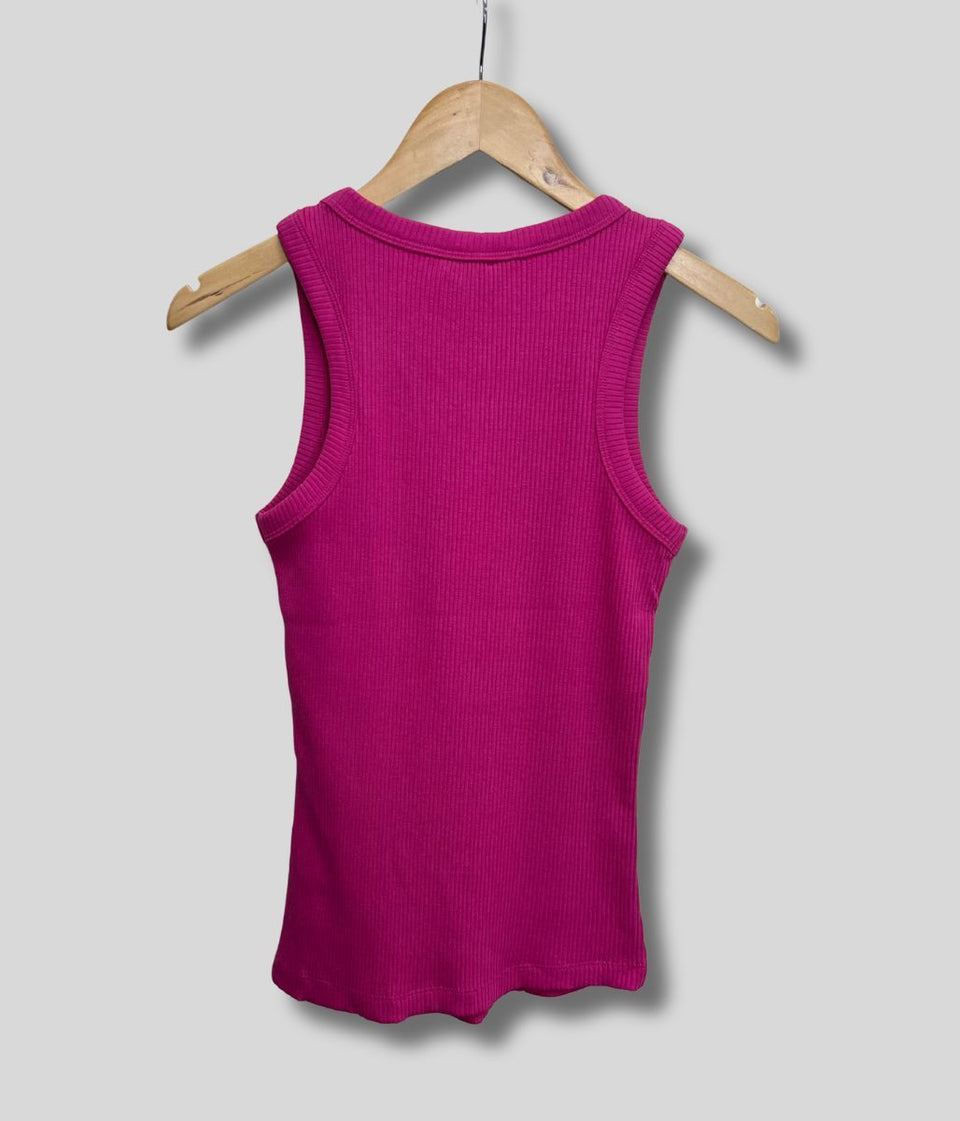 Cerise Ribbed Premium Vest Top