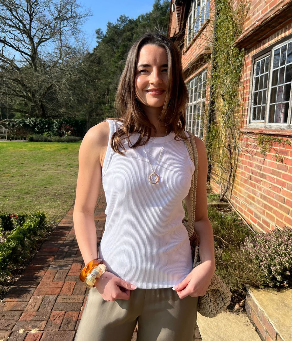 White Ribbed Premium Vest Top