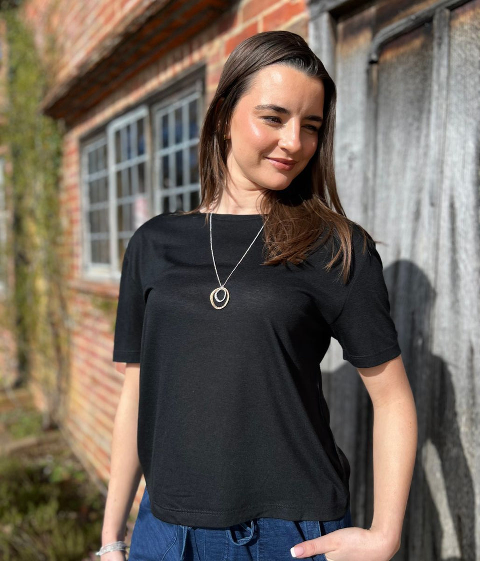 Black Crew Neck Relaxed T Shirt