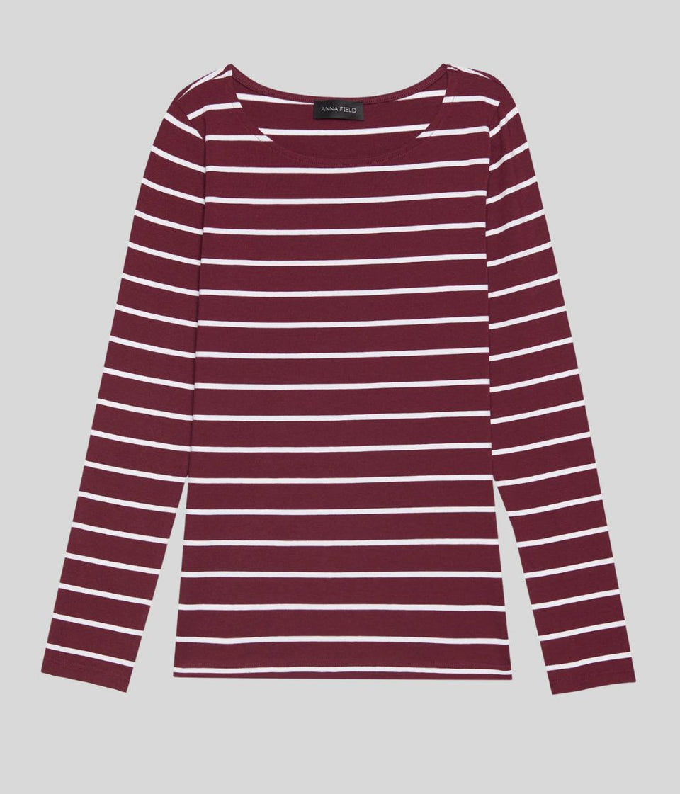 Burgundy Striped Long Sleeve Top