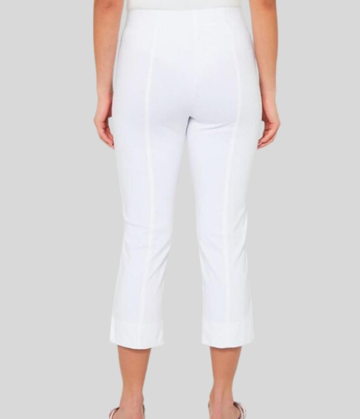 Attyre Womens stretch white pin striped cropped capri pants, size 16
