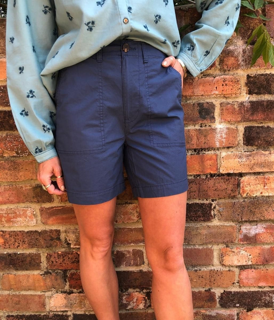 Navy Poplin Shorts