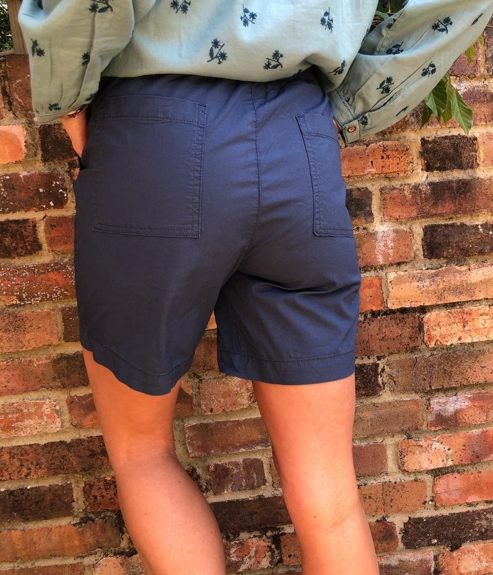 Navy Poplin Shorts