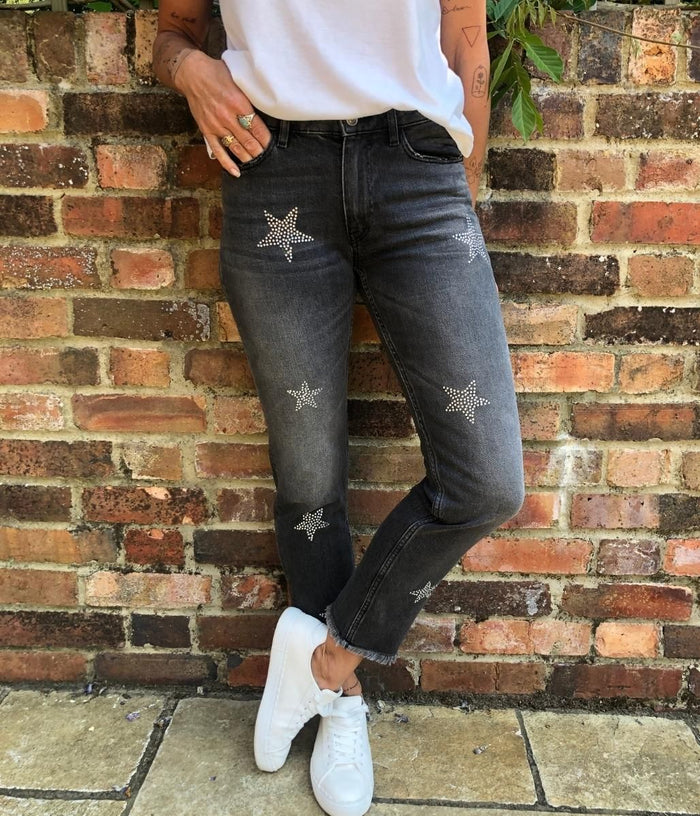 star-embellished denim jeans