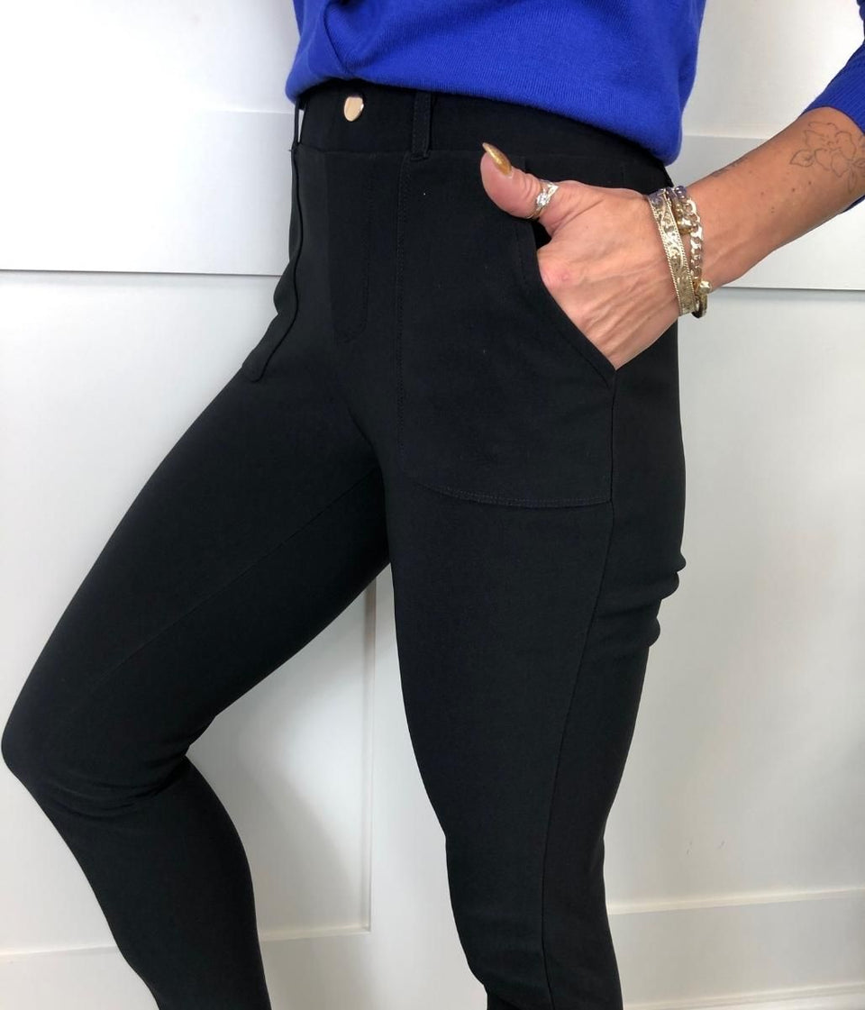 Black Ponte Stretch Trousers 8 10