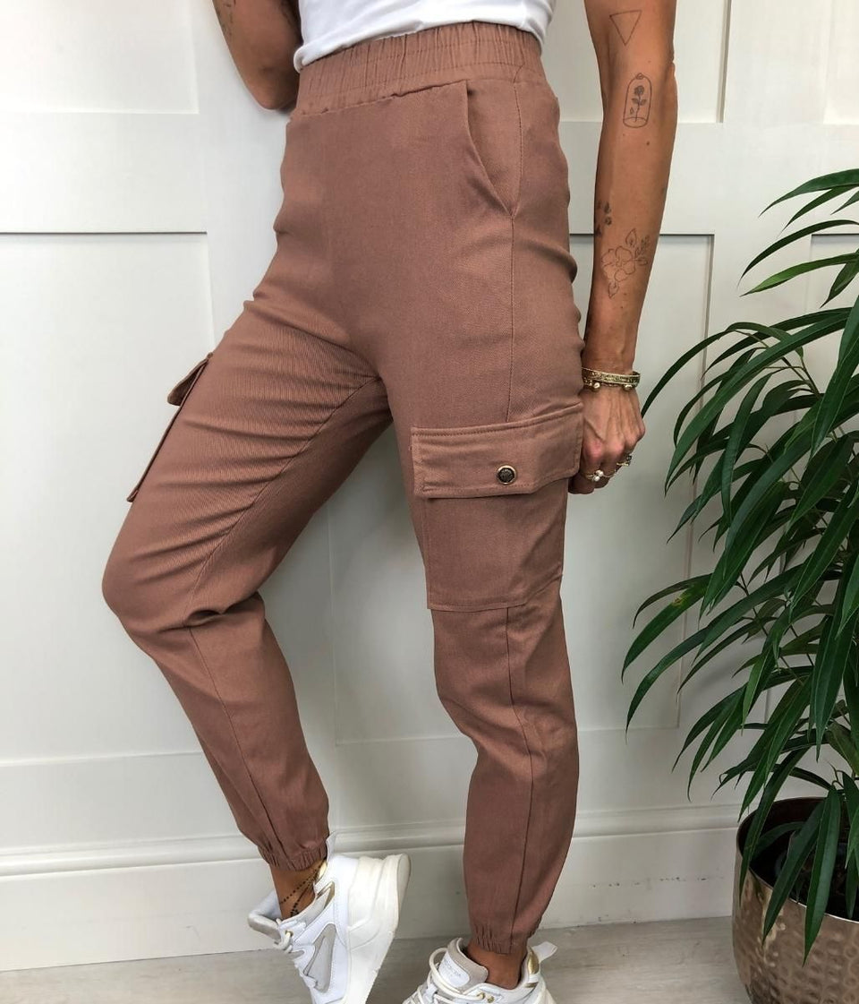 Brown Cuffed Cargo Trousers