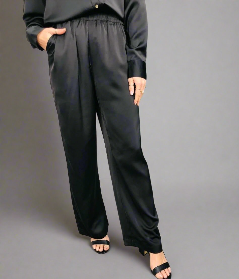 black satin trousers