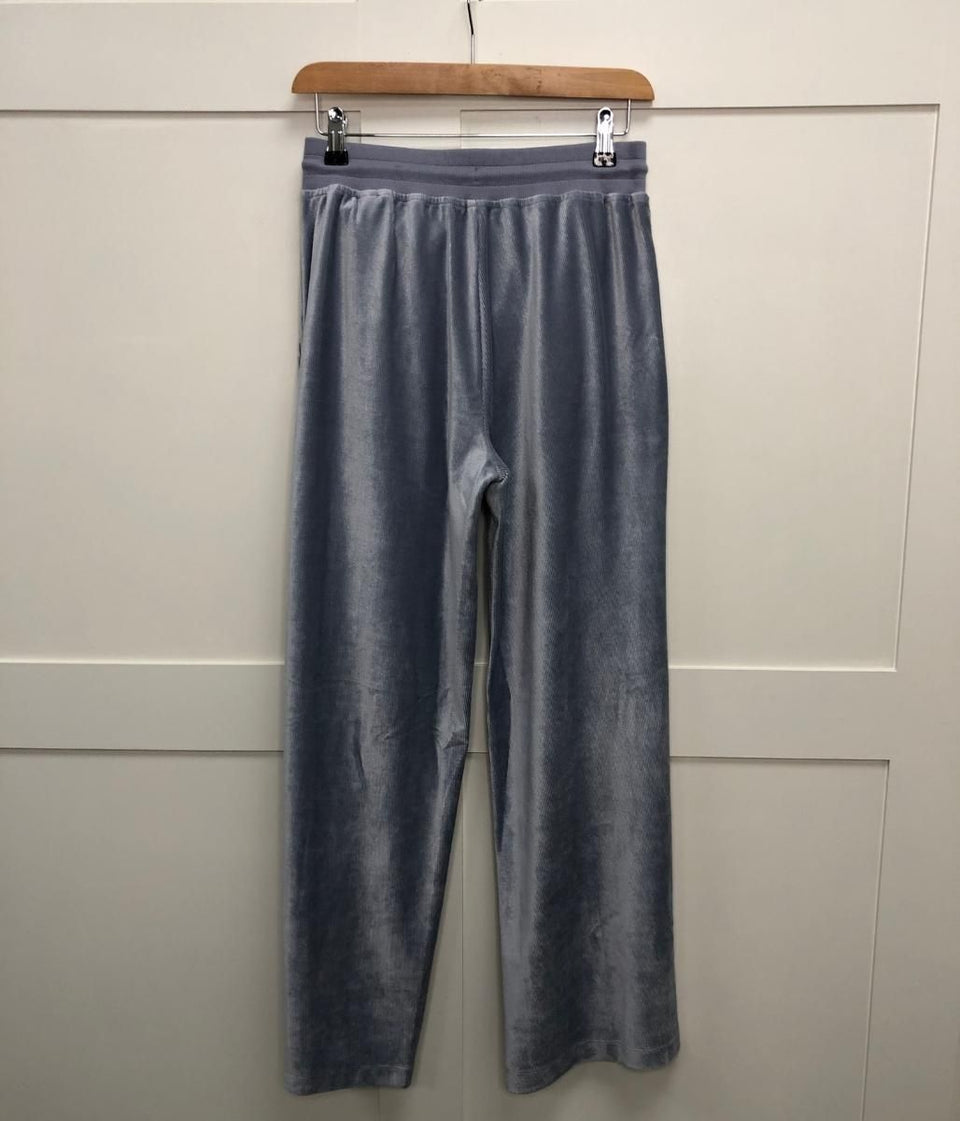 Grey Velour Wide Leg Joggers