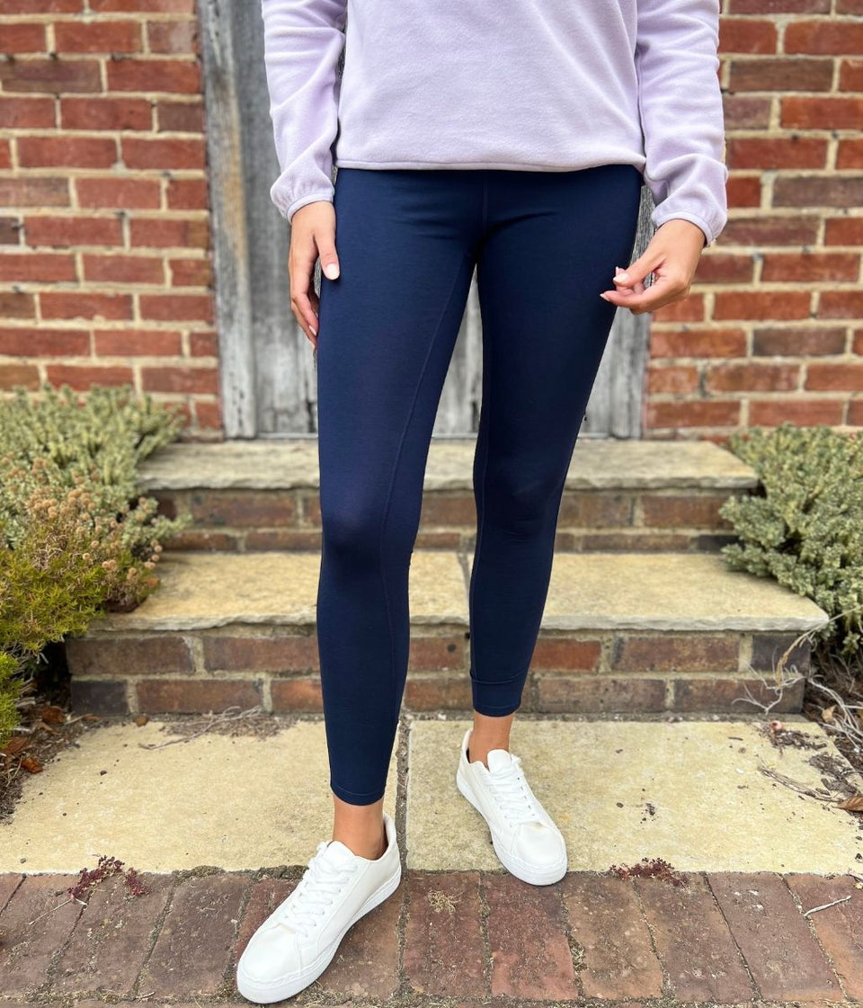 Navy White Stripe High Waisted Leggings