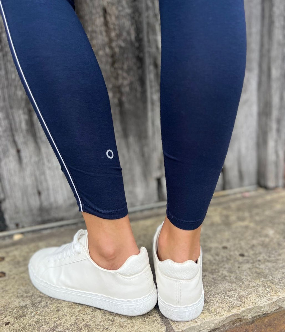 Navy White Stripe High Waisted Leggings